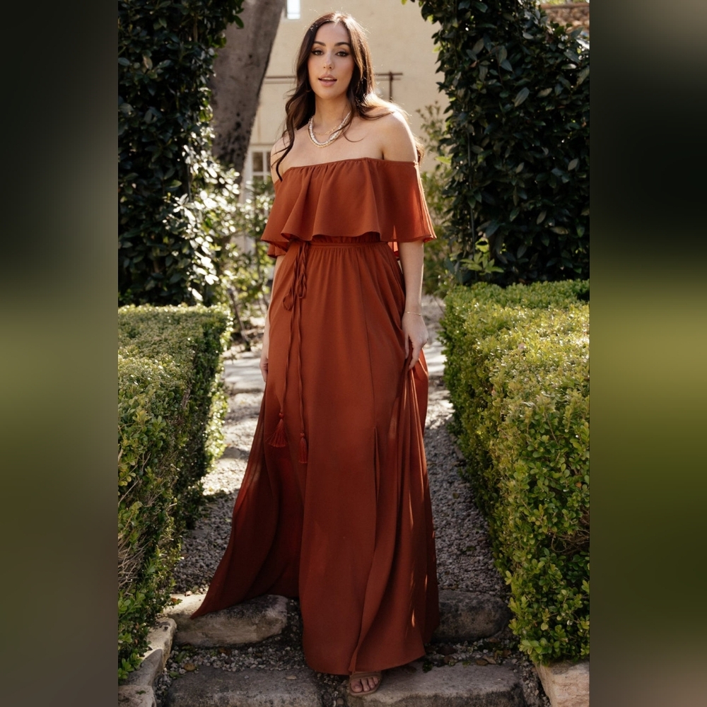 Baltic Born Victoria Off Shoulder Maxi Dress, Spice, Size XL - Picture 2 of 14